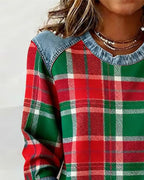 Avery | Plaid Denim Sweater