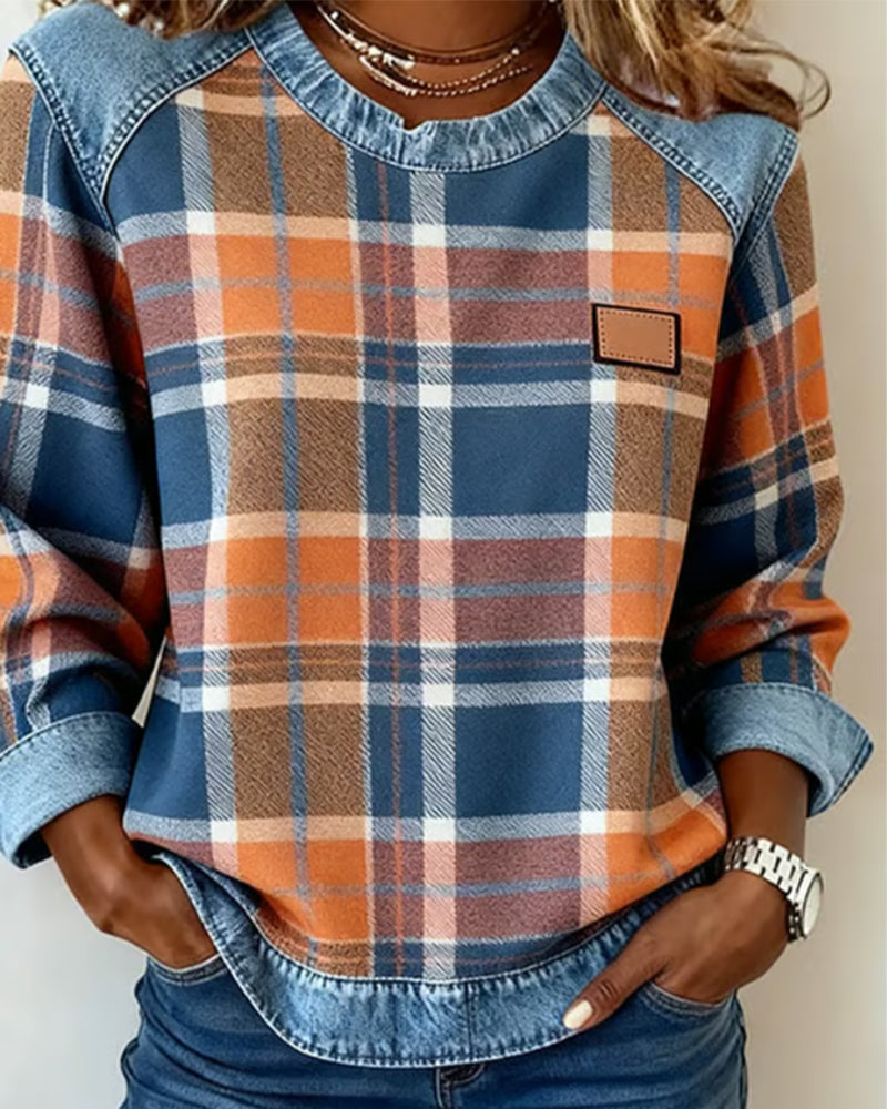 Avery | Plaid Denim Sweater