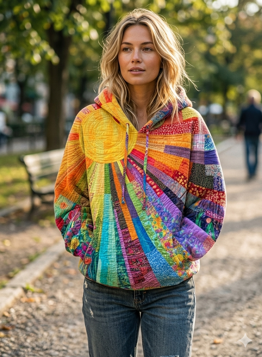 Laura™ - Bohemian Multicolor Patchwork Hoodie