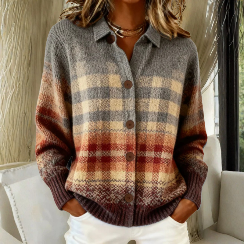 Marissa | Plaid Knit Cardigan