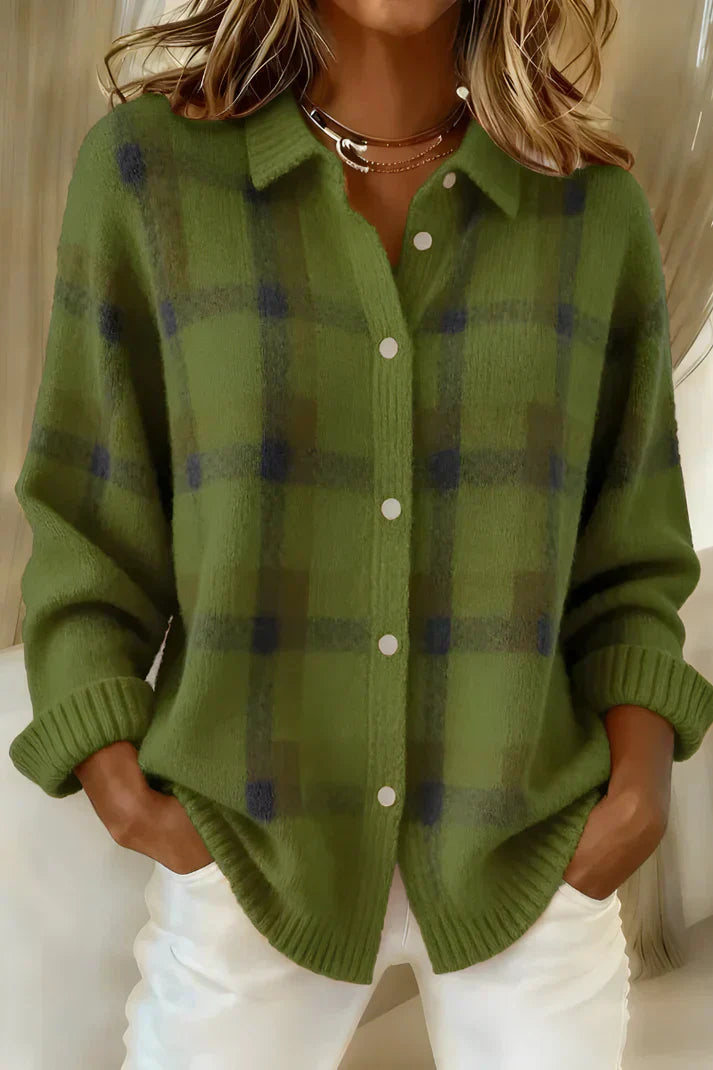 Denise | Plaid Knitted Cardigan